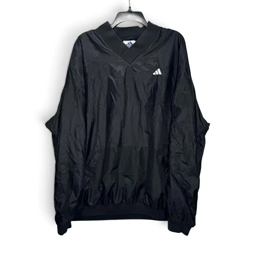 Vintage Adidas Windbreaker Mens XL 90s Black Ripstop Sweatshirt Athleisure Y2K